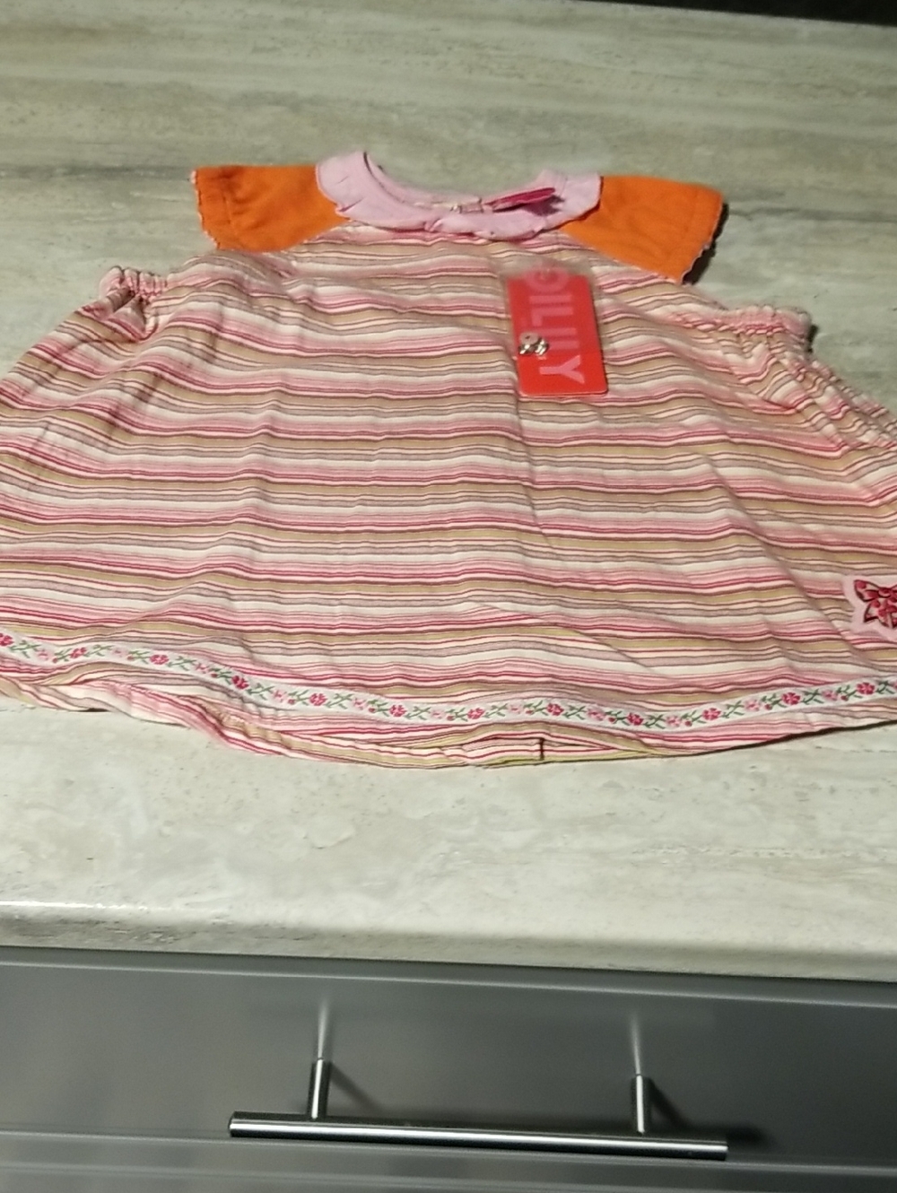 Oilily Pink and Orange Striped Top Size 104  Age 4-5